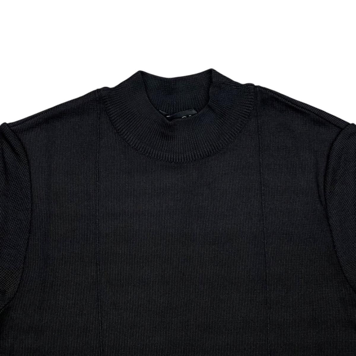 Gucci Short Sleeve Shirt Mock Neck Rayon Logo Black Gold — view 3
