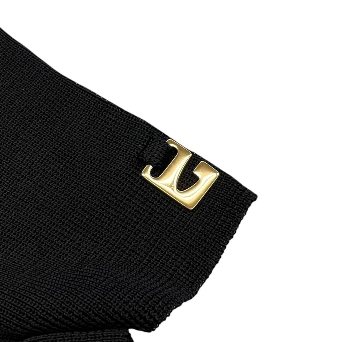 Gucci Short Sleeve Shirt Mock Neck Rayon Logo Black Gold — view 7