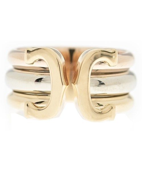 Cartier 2C Large Ring 18k Yellow Gold 750 18k White New