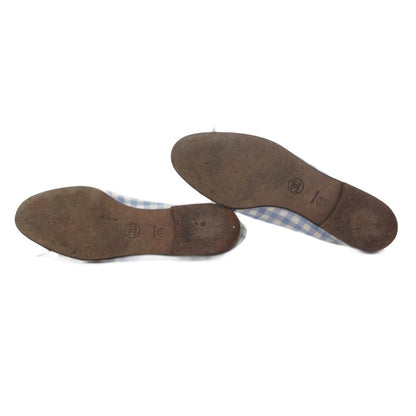 Chanel Valleyshoes Flat Gingham Check Ribbon Toe Cap Light Blue White Black — view 8