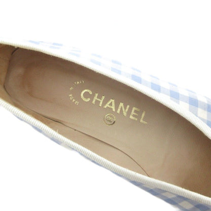 Chanel Valleyshoes Flat Gingham Check Ribbon Toe Cap Light Blue White Black — view 7