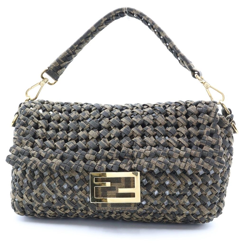 Fendi Mamma Bucket Handbag Jacquard Canvas Brown