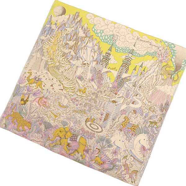 Hermes Shawl Carre 140 Geant Cashmere Silk Natural Jaune Rose Pale Cosmographia — view 2
