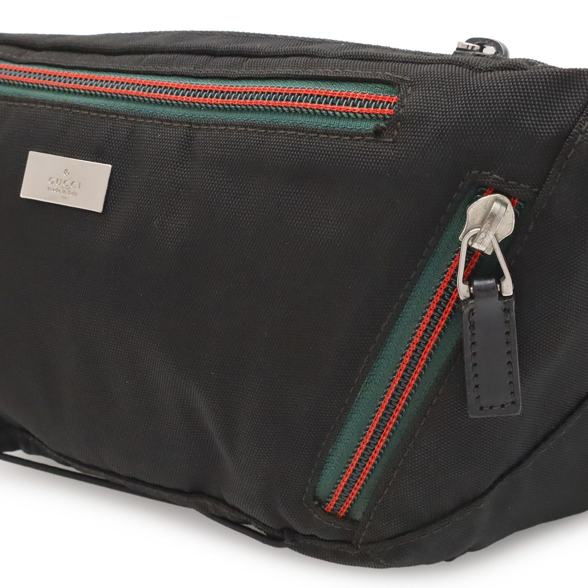 Gucci Sherry Line Belt Bag Waist Pouch Hip Nylon Canvas Black Silver — view 7