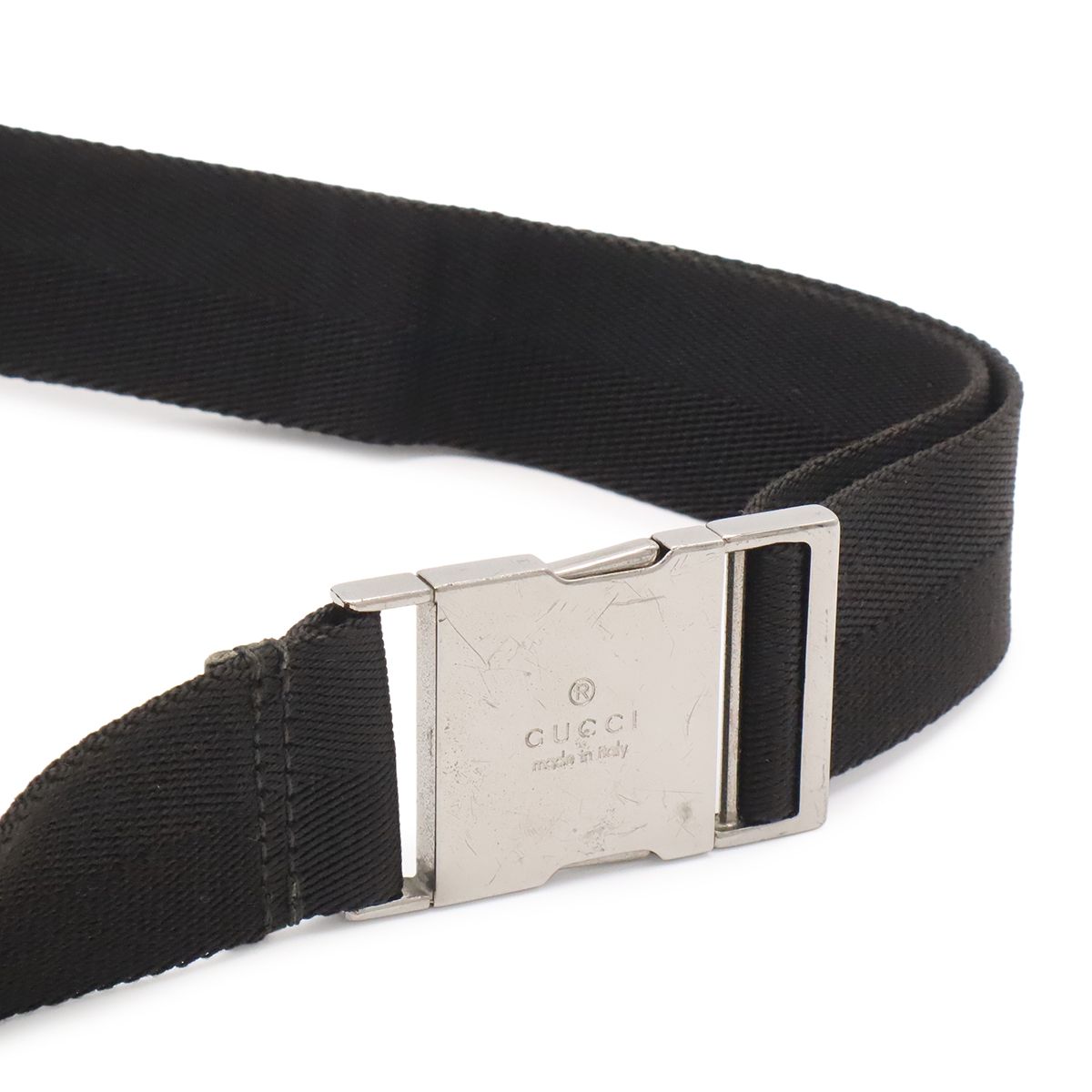 Gucci Sherry Line Belt Bag Waist Pouch Hip Nylon Canvas Black Silver — view 4