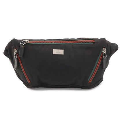 Gucci Sherry Line Belt Bag Waist Pouch Hip Nylon Canvas Black Silver