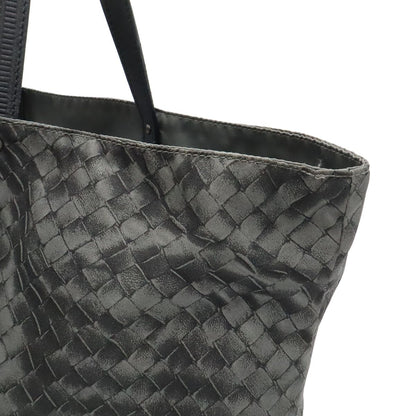 Bottega Veneta Intreccio Illusion Tote Shoulder Bag Nylon Leather Gray Charm — view 6