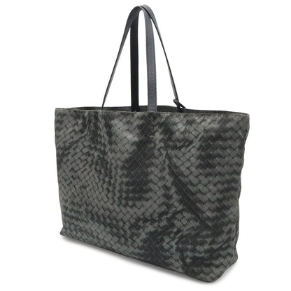 Bottega Veneta Intreccio Illusion Tote Shoulder Bag Nylon Leather Gray Charm — view 2