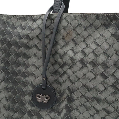 Bottega Veneta Intreccio Illusion Tote Shoulder Bag Nylon Leather Gray Charm — view 7