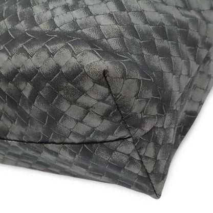 Bottega Veneta Intreccio Illusion Tote Shoulder Bag Nylon Leather Gray Charm — view 3