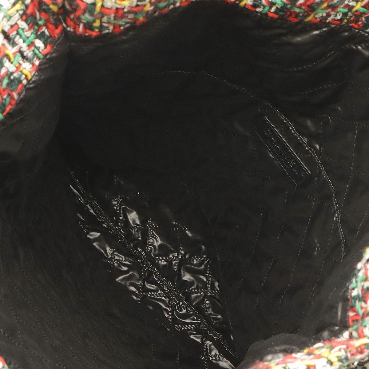 Chanel Tote Shoulder Bag Tweed Patent Multicolor Black — view 7