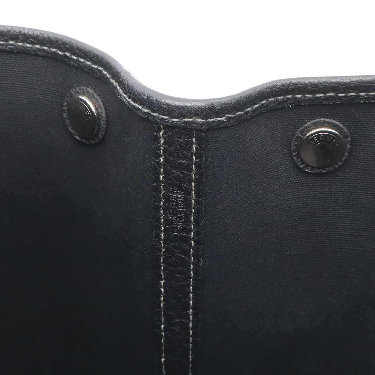 Hermes Garden Party PM Tote Shoulder Bag Toile Officier Leather Black Silver — view 6