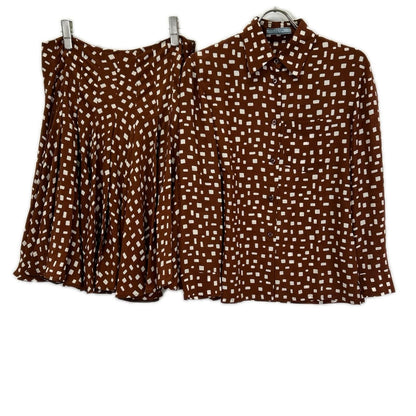 Prada Brown White Square Dot Side Zip Set 38