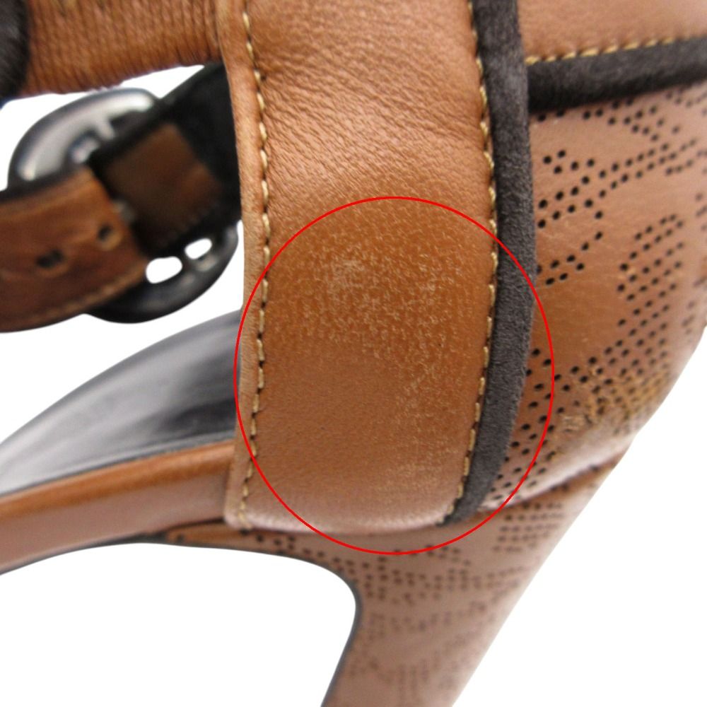 Hermes Sandals Punched Leather Open Toe Heels Booties Brown Boots — view 8