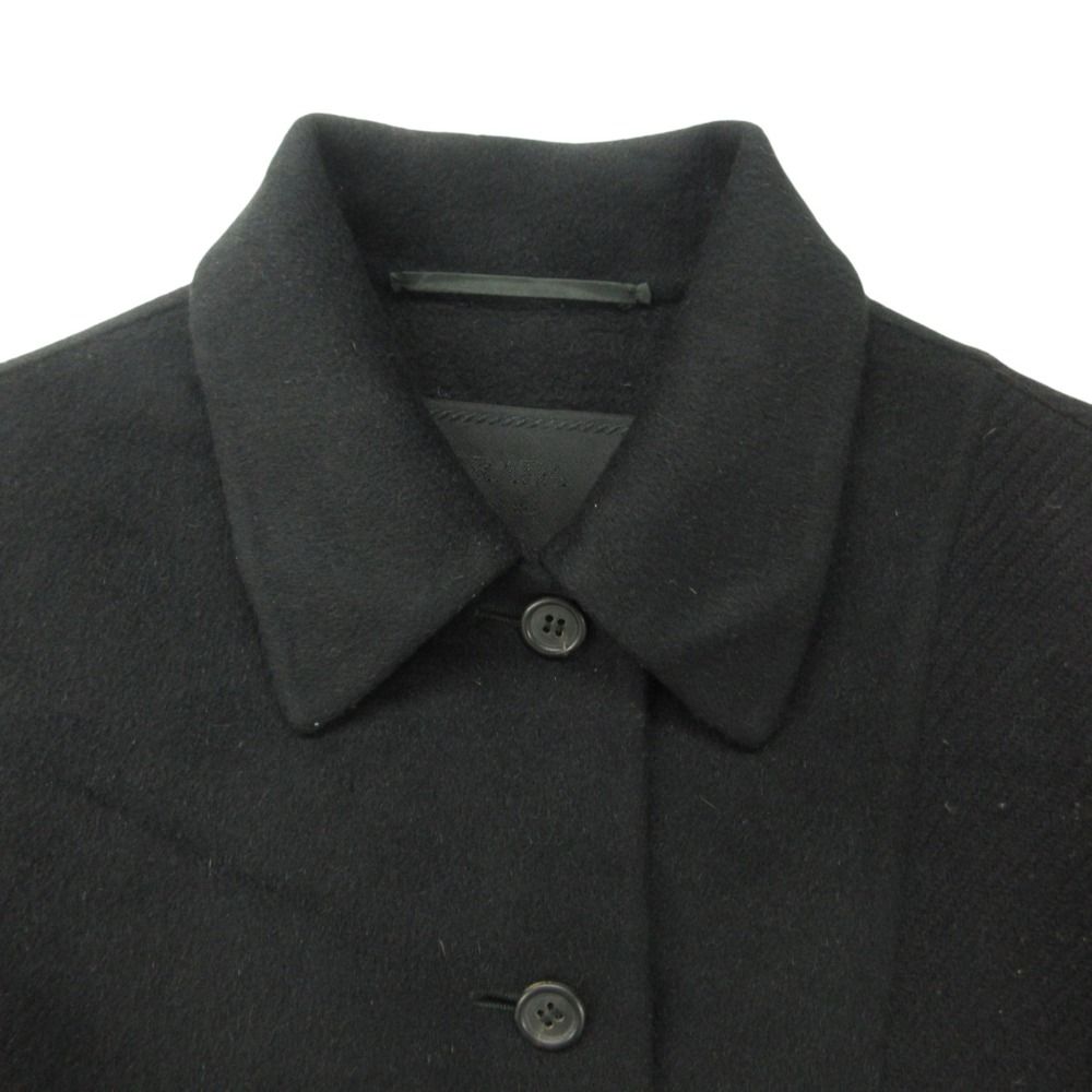 Prada Soutien Collar Coat Archive Wool Alpaca Long Black — view 7