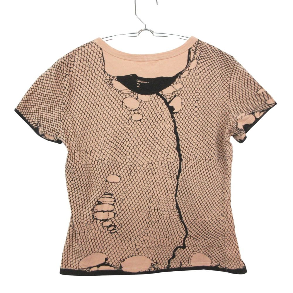 Dior Short Sleeve T-Shirt Galliano Era Lace Illustration Logo Top Salmon Pink — view 2