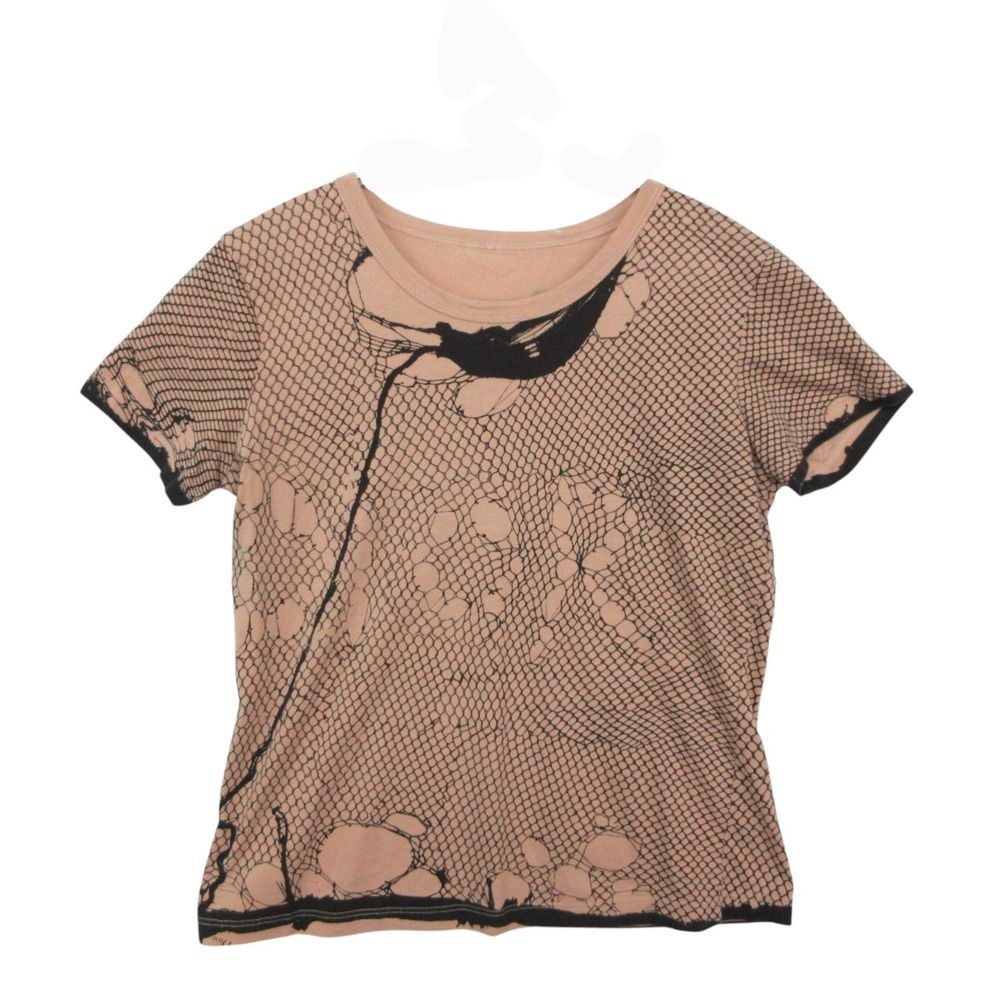 Dior Short Sleeve T-Shirt Galliano Era Lace Illustration Logo Top Salmon Pink