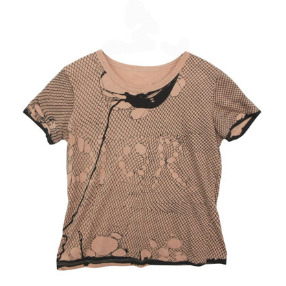 Dior Short Sleeve T-Shirt Galliano Era Lace Illustration Logo Top Salmon Pink