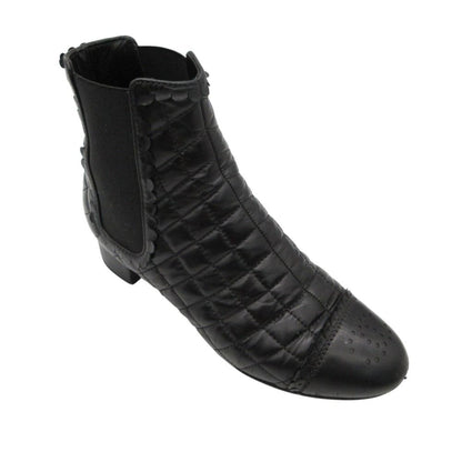 Chanel Boots CC Logo Quilted Leather Side Gore Shoes Black — view 6