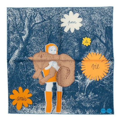 Hermes Carre 45 Gavroche Amis Pour la Vie Lifelong Friend Scarf Blue Multicolor