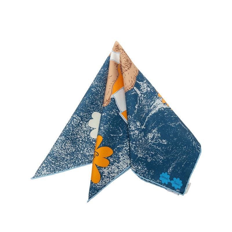 Hermes Carre 45 Gavroche Amis Pour la Vie Lifelong Friend Scarf Blue Multicolor — view 2