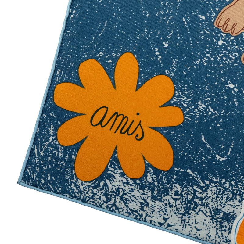 Hermes Carre 45 Gavroche Amis Pour la Vie Lifelong Friend Scarf Blue Multicolor — view 4