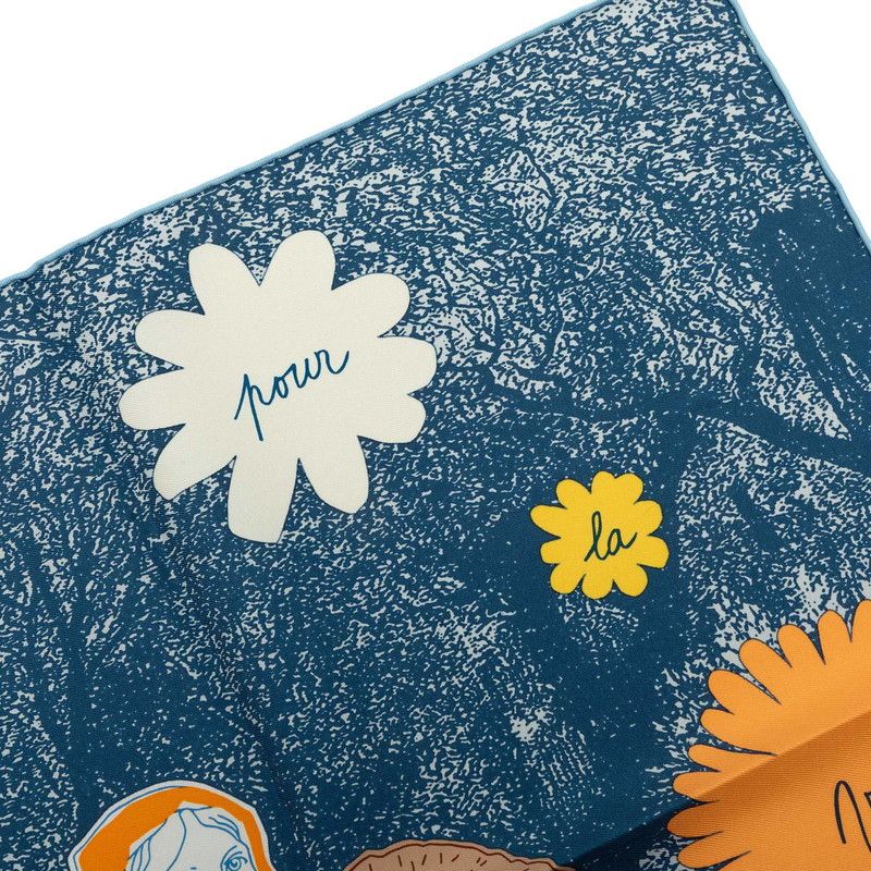 Hermes Carre 45 Gavroche Amis Pour la Vie Lifelong Friend Scarf Blue Multicolor — view 6