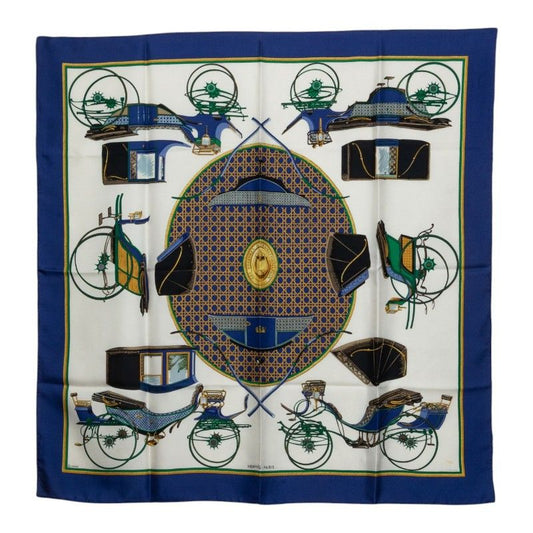 Hermes Carre 90 les Voitures Transformation Folding Canopy Carriage Scarf Large