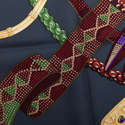 Hermes Carre 90 Ceintures Et Liens Belts and Laces Scarf Purple Multicolor Silk — view 6
