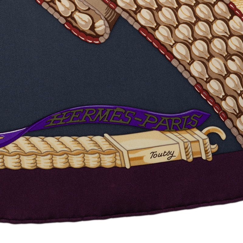 Hermes Carre 90 Ceintures Et Liens Belts and Laces Scarf Purple Multicolor Silk — view 3
