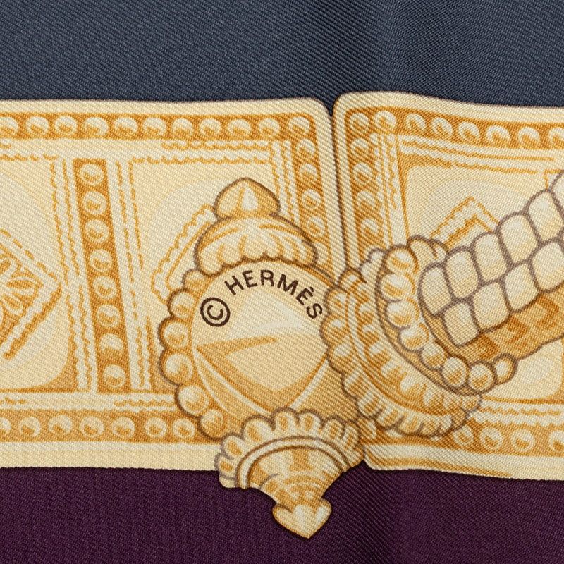 Hermes Carre 90 Ceintures Et Liens Belts and Laces Scarf Purple Multicolor Silk — view 4