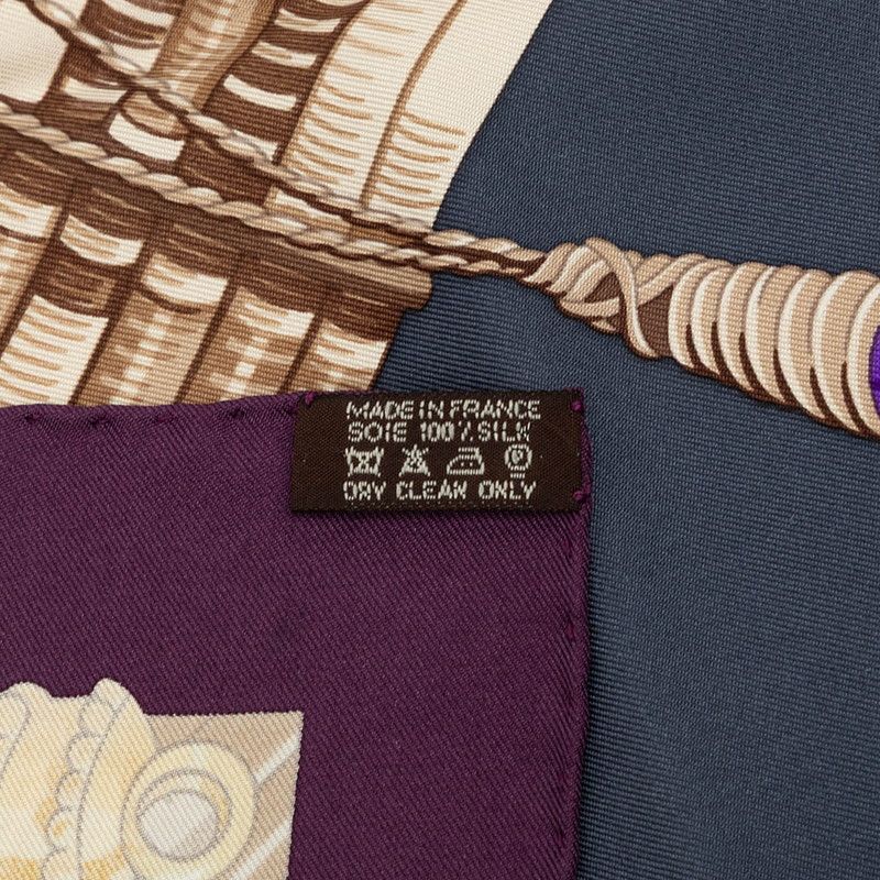 Hermes Carre 90 Ceintures Et Liens Belts and Laces Scarf Purple Multicolor Silk — view 7