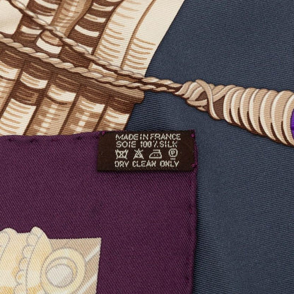 Hermes Carre 90 Ceintures Et Liens Belts and Laces Scarf Purple Multicolor Silk — view 7