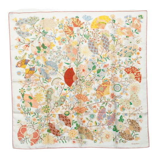 Hermes Carre 90 Flower Blooming Fabric Fleurs Et Papillons de Tissus Scarf