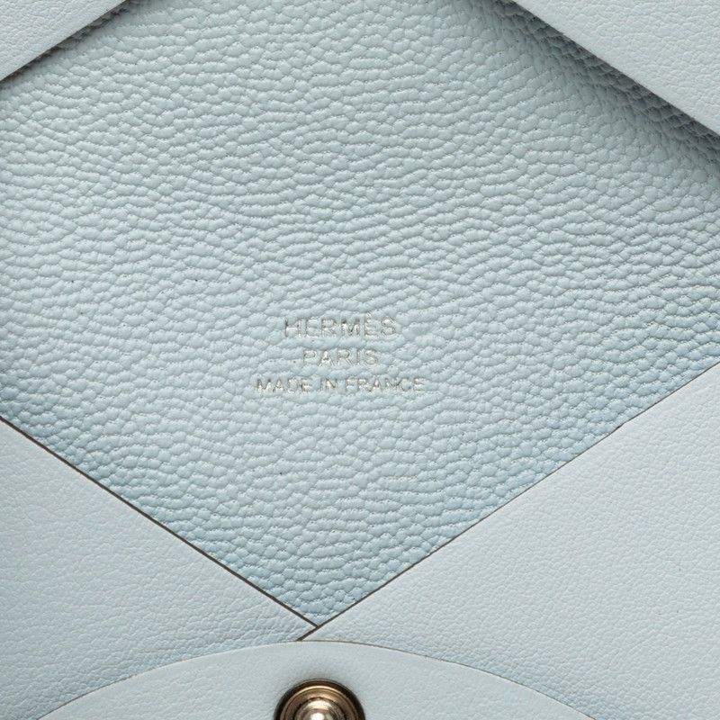 Hermes Calvi Ali Cyan Card Case Light Blue Veau Swift — view 6