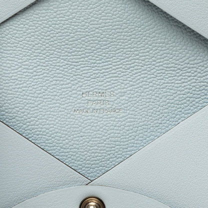 Hermes Calvi Ali Cyan Card Case Light Blue Veau Swift — view 6