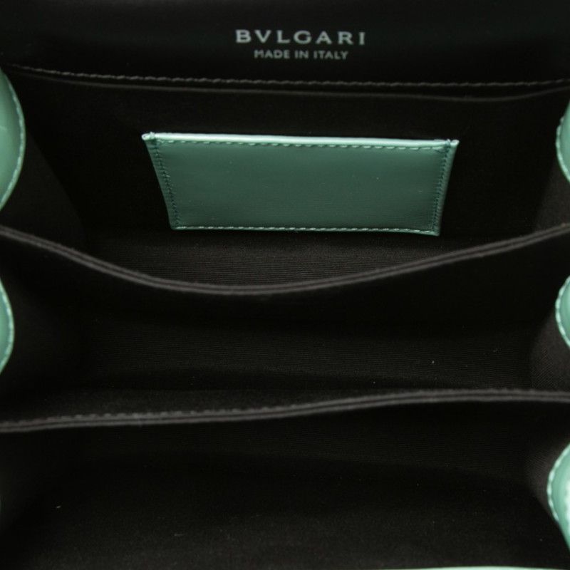 Bvlgari Serpenti Forever Chain Shoulder Bag 2-Way Aquamarine Patent — view 4