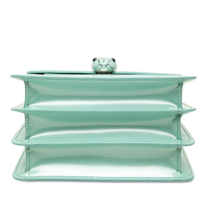 Bvlgari Serpenti Forever Chain Shoulder Bag 2-Way Aquamarine Patent — view 3