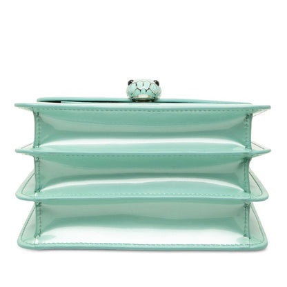 Bvlgari Serpenti Forever Chain Shoulder Bag 2-Way Aquamarine Patent — view 3