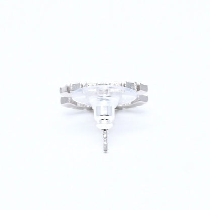 Chanel CC Logo Earrings Stamp Metal Rhinestone Silver — view 6