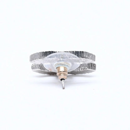 Chanel CC Logo Earrings 08A Stamp Metal Rhinestone Silver — view 7