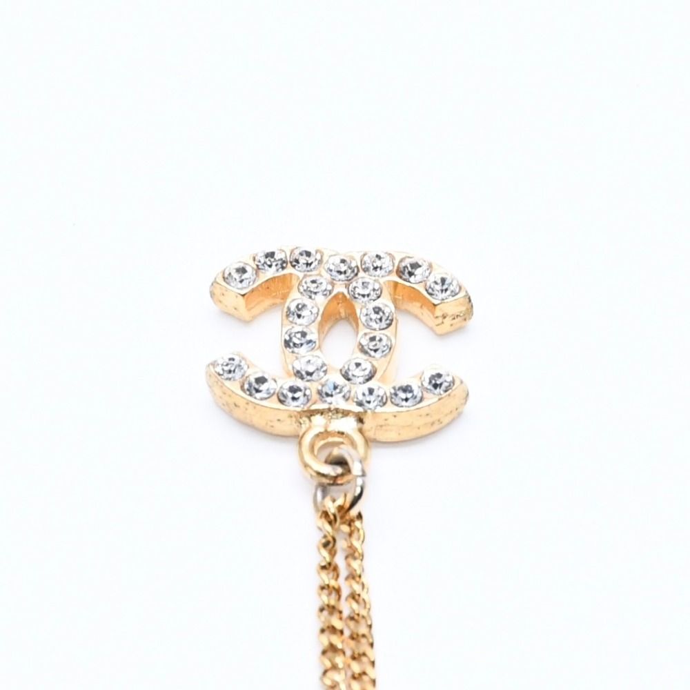 Chanel CC Logo Necklace 01A Stamp Metal Rhinestone 44.5 — view 7