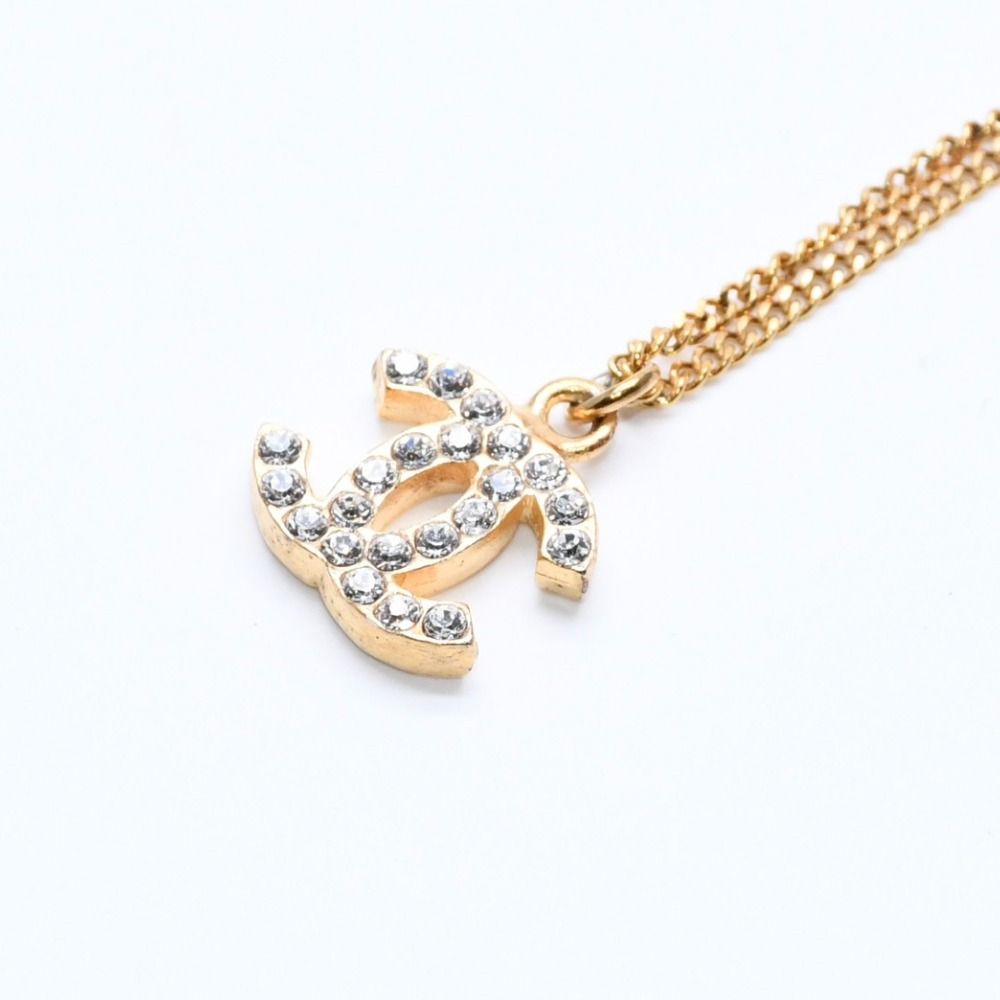 Chanel CC Logo Necklace 01A Stamp Metal Rhinestone 44.5 — view 8