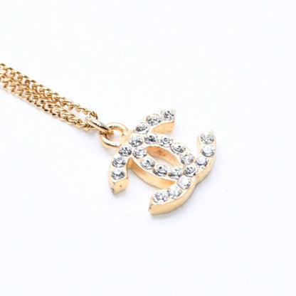 Chanel CC Logo Necklace 01A Stamp Metal Rhinestone 44.5 — view 4