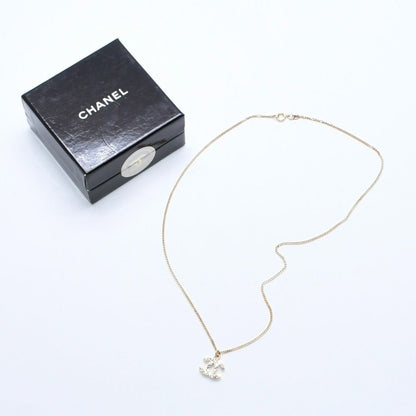 Chanel CC Logo Necklace 01A Stamp Metal Rhinestone 44.5