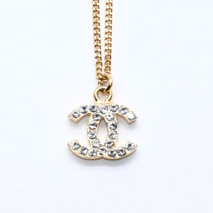 Chanel CC Logo Necklace 01A Stamp Metal Rhinestone 44.5 — view 2