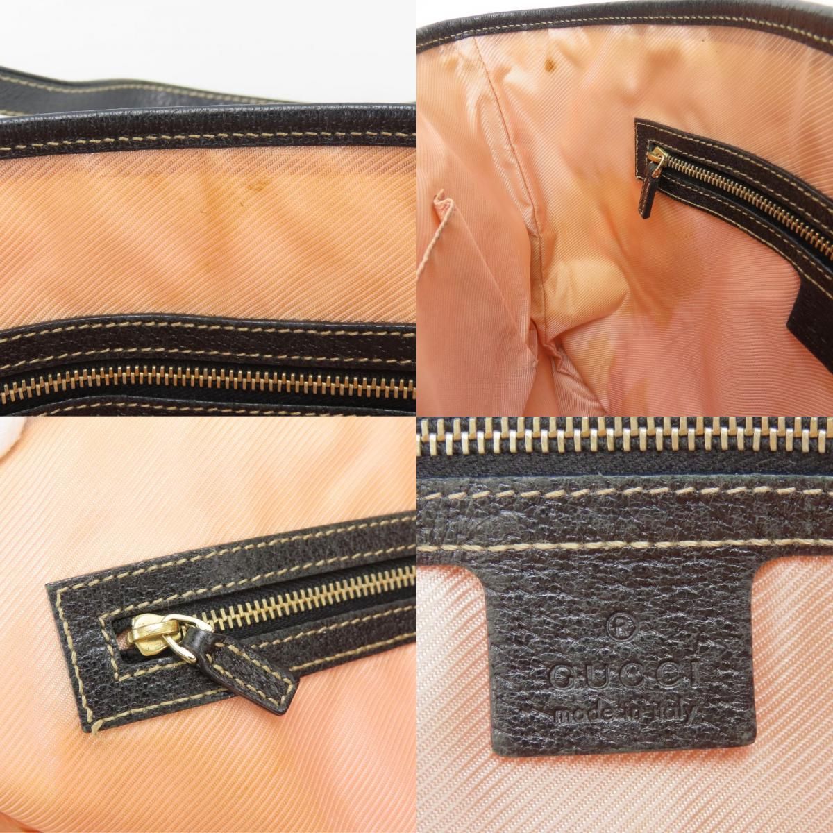 Gucci Tote Bag Satin Leather Black Multicolor — view 6