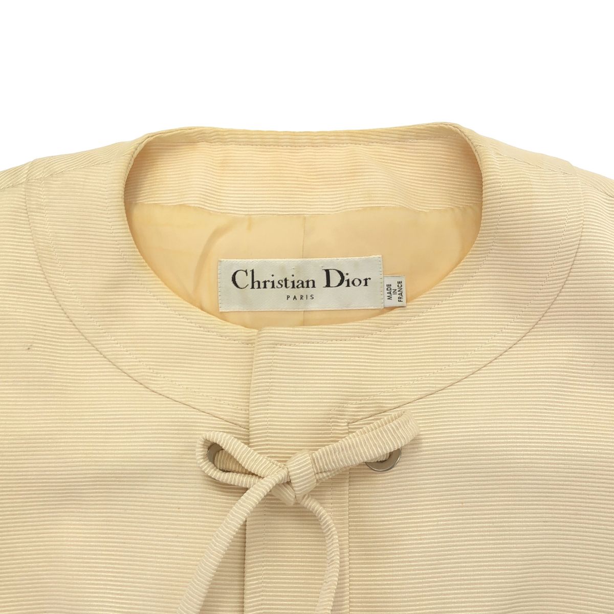 Dior by John Galliano Lace-up Collarless Jacket Ivory — view 4