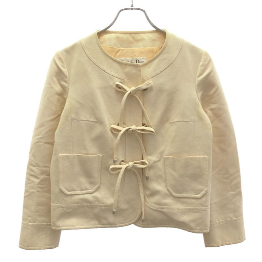 Dior by John Galliano Lace-up Collarless Jacket Ivory