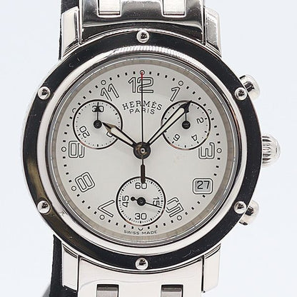 Hermes Clipper Chrono White Dial Date Watch